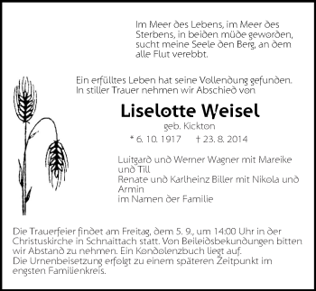 Traueranzeige von Liselotte Kickton von Pegnitz-Zeitung